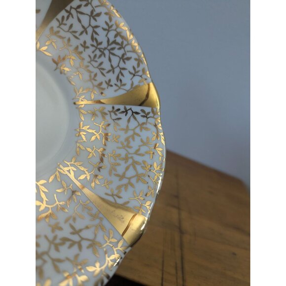 Queen Anne Tea Cup Saucer Wedding Anniversary Design Gold Trim England Vintage - Picture 15 of 16